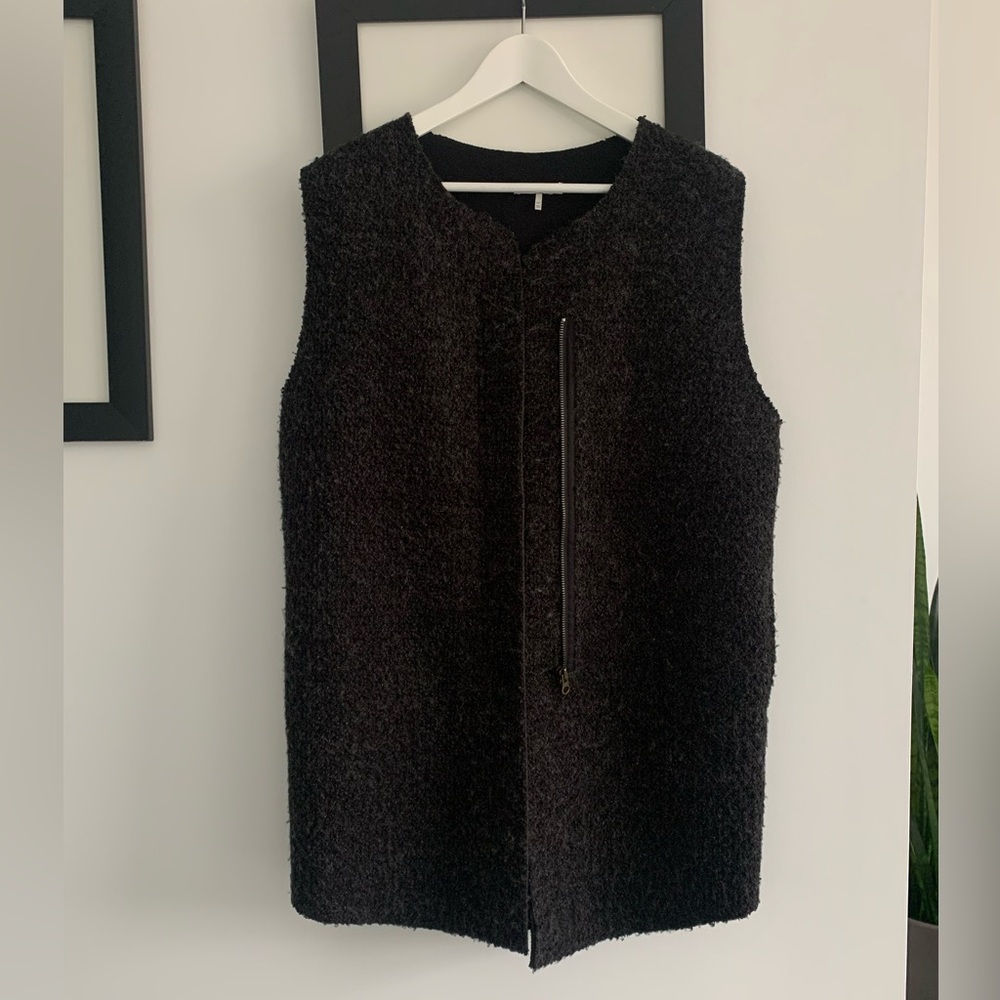 OAK + FORT Charcoal Grey Mid-length Vest w/Pockets